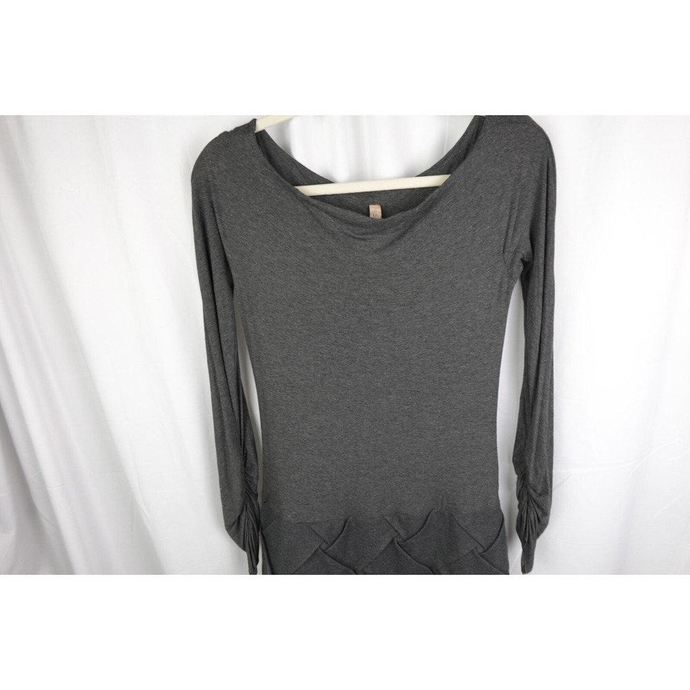 Bailey 44 Charcoal Ruched Sleeve Quilted Hem Sweater Dress M - Picture 6 of 7